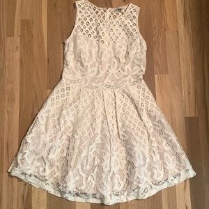 𝅺dainty Hooligan Sleeveless Lace Fit & Flare Tulle Lined Dress Cream Women’s M